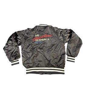 VTG Horizon Bomber Jacket Mens Small‎ The Heartbeat Of America Chevy Black USA